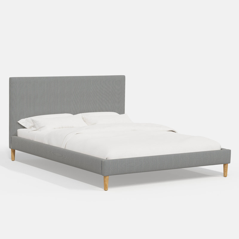 Olivet Platform Bed, Prep Stripe Navy Cotton, California King