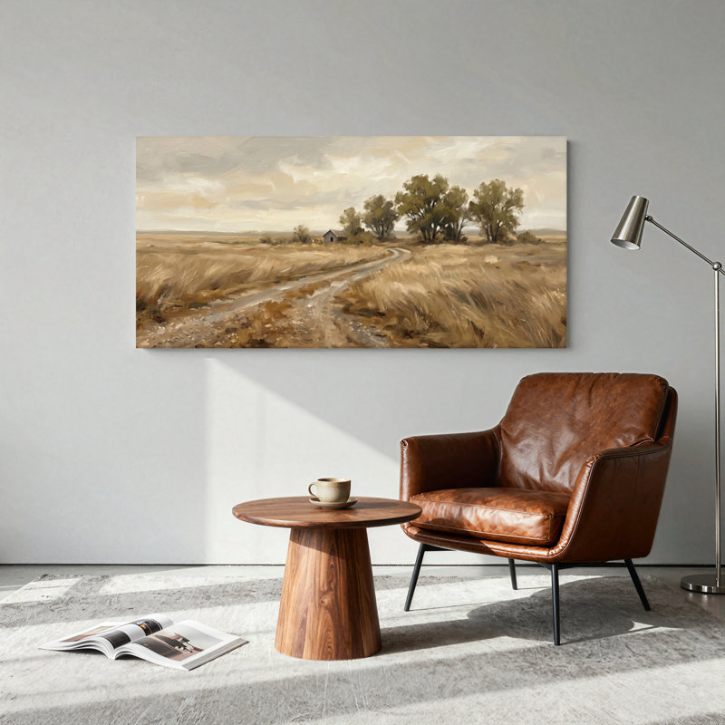 Ensemble de 1 tableau sur toile représentant un paysage rural, L 40 po x H 20 po, Toile tendue
