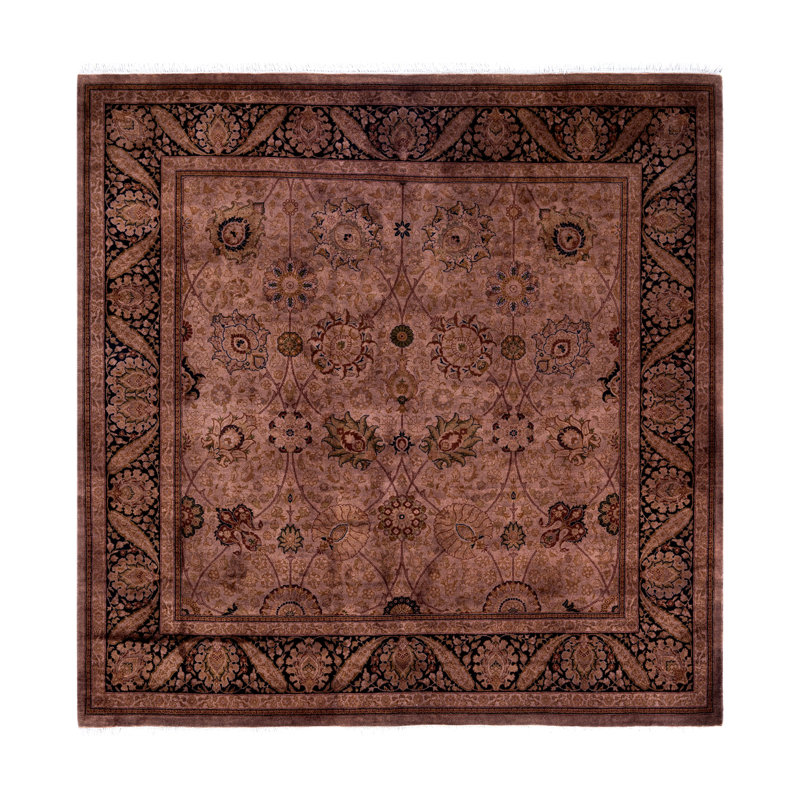 Tapis brun en laine noué à la main 6 pi 2 po x 6 pi 2 po Chi