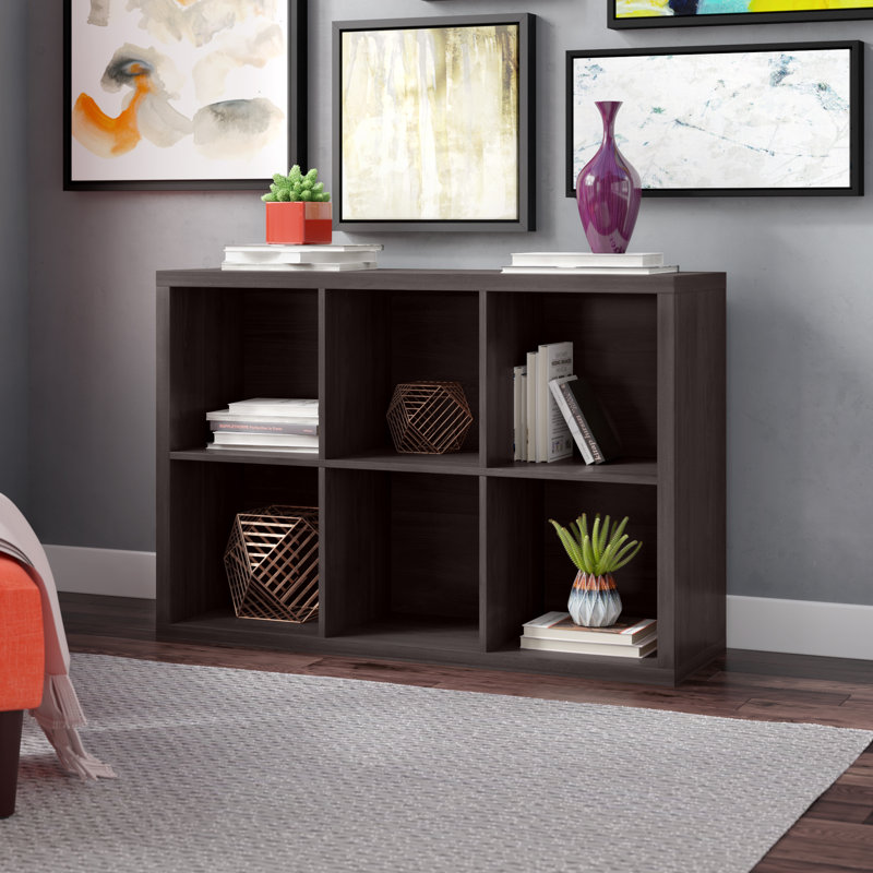 Large 6 Cube Decorative Storage Tiered Book Shelf by ClosetMaid, Black Walnut