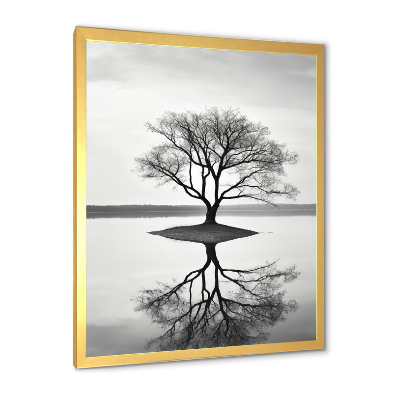Tree Rivers Resson, reproduction d'art sur toile, Cadre doré simple, H 32 po x l 24 po x P 1 po