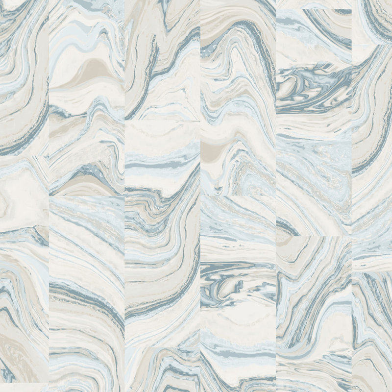 Rouleau de papier peint métallique 33 pi x 20,5 po agate tile Kinsley, Bleu