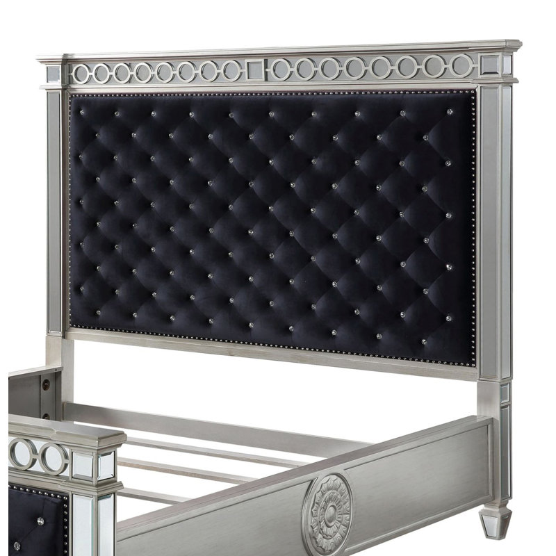 Tête de lit tapissier Kesean, Grand, Bleu marine foncé