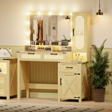 Camaya Makeup Vanity With LED Light and Charging Station