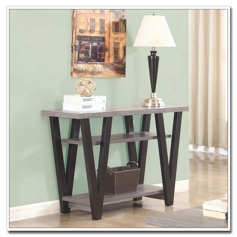 Table de canapé rectangulaire antique gris et noir
