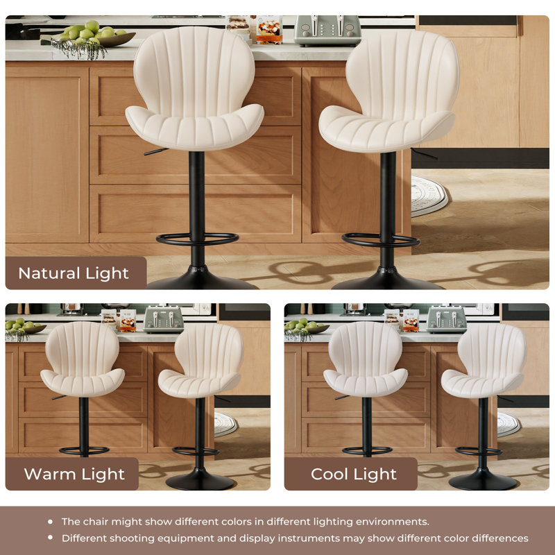  Tabouret de bar pivotant à hauteur réglable avec structure en métal, Beige