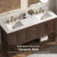 Meuble-lavabo autoportant en noyer avec lavabo double 61 po Aastha-1275622725