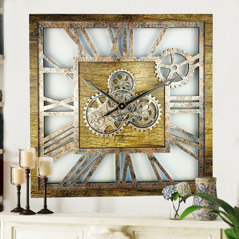Solid Wood Wall Clock, Gold