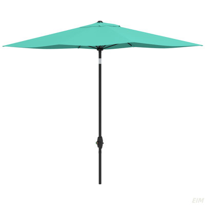6.5' X 10' Rectangular Market Umbrella, Patio Outdoor Table Umbrella With Crank And Push Button Tilt