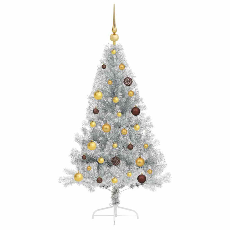 150cm H Lighted Artificial Christmas Tree, Silver