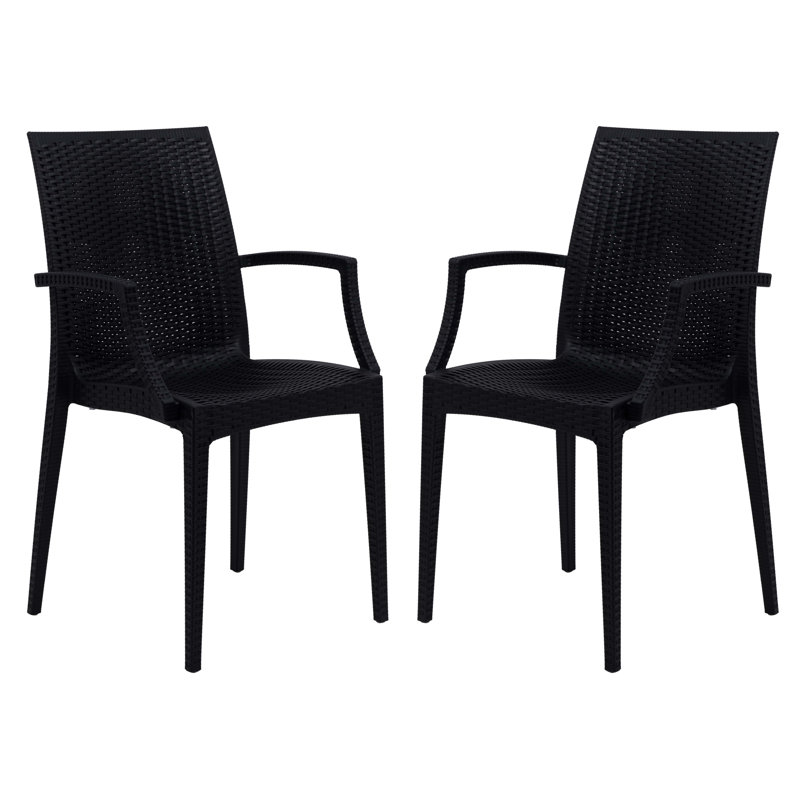 Fauteuil de patio empilable sans assemblage Mace - Chaise de salle à manger moderne en tissu toutes saisons imperméable et robuste