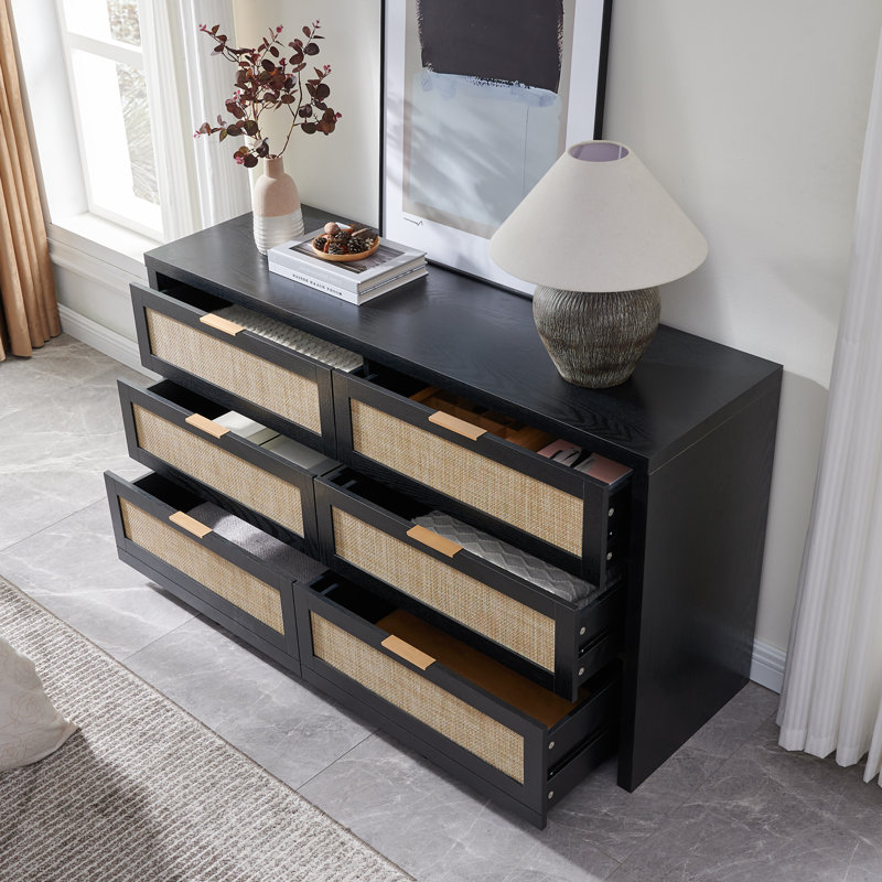 Commode 6 tiroirs Chada, Noir