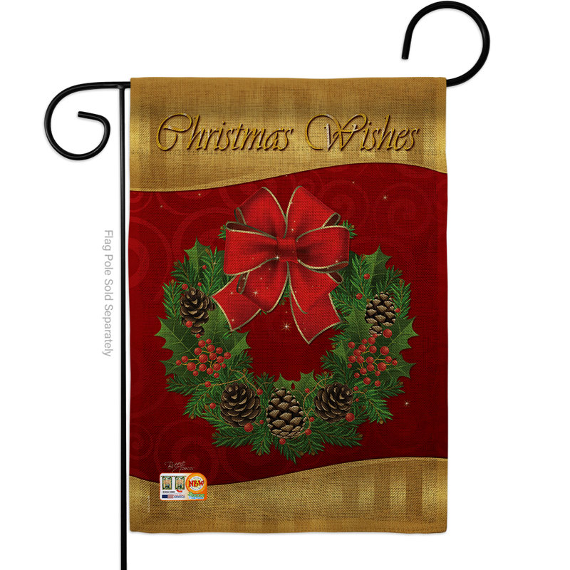 Drapeau de jardin en polyester 18,5 x 13 po Mellville Christmas Wishes
