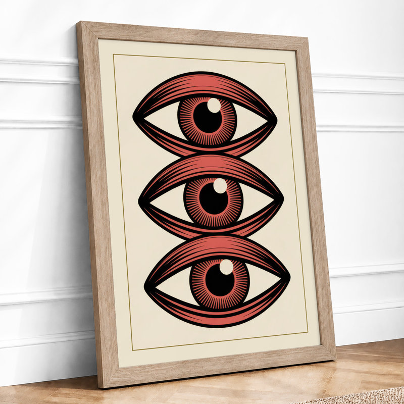 Three Watching Eyes Modern - Print, A4 - 29.7 x 21.0 cm, Oak