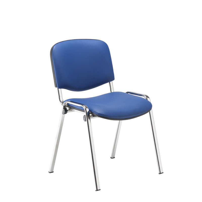 Silsden Armless Stacking Chair, Chrome, Blue