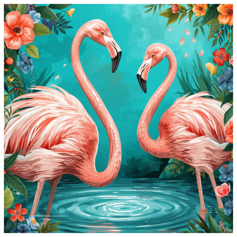 Couvre-lit matelassé rose flamants roses avec fleurs toutes tailles, Très grand lit