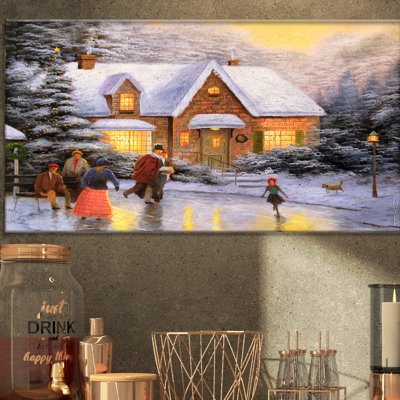 « the ice patine on the étang », reproduction sur toile tendue