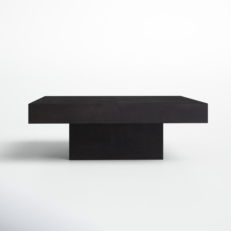 Modern Black Solid Wood Square Coffee Table