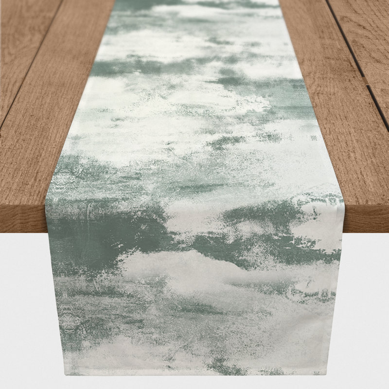 Harriss Abstract Table Runner, Sage Green, 72" x 16"