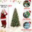Arbre de Noël de 9 pi avec 750 lumières à DEL blanc chaud, 3750 branches Pe + à pointe enneigée, 111 baies rouges réalistes et pin, conception à charnières pour les fêtes de Noël