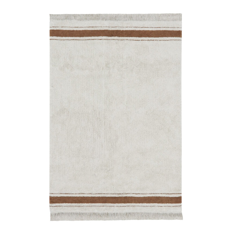 Little Chefs Rectangle Hand Tufted Cotton Area Rug in Natural/Toffee, Rectangle 3' x 4'3"