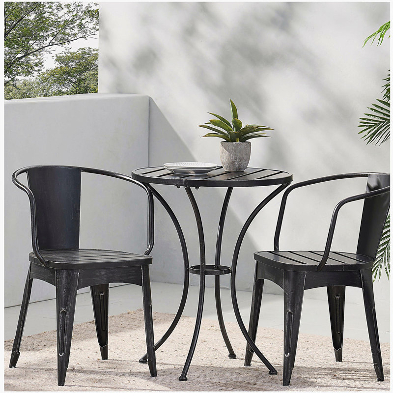 colmar 3 pc kd metal bistro set, Black