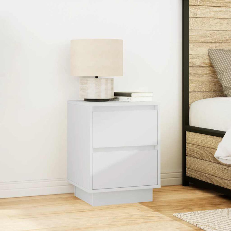 Darlisha 38cm W Manufactured Wood Bedside Table, White, 1