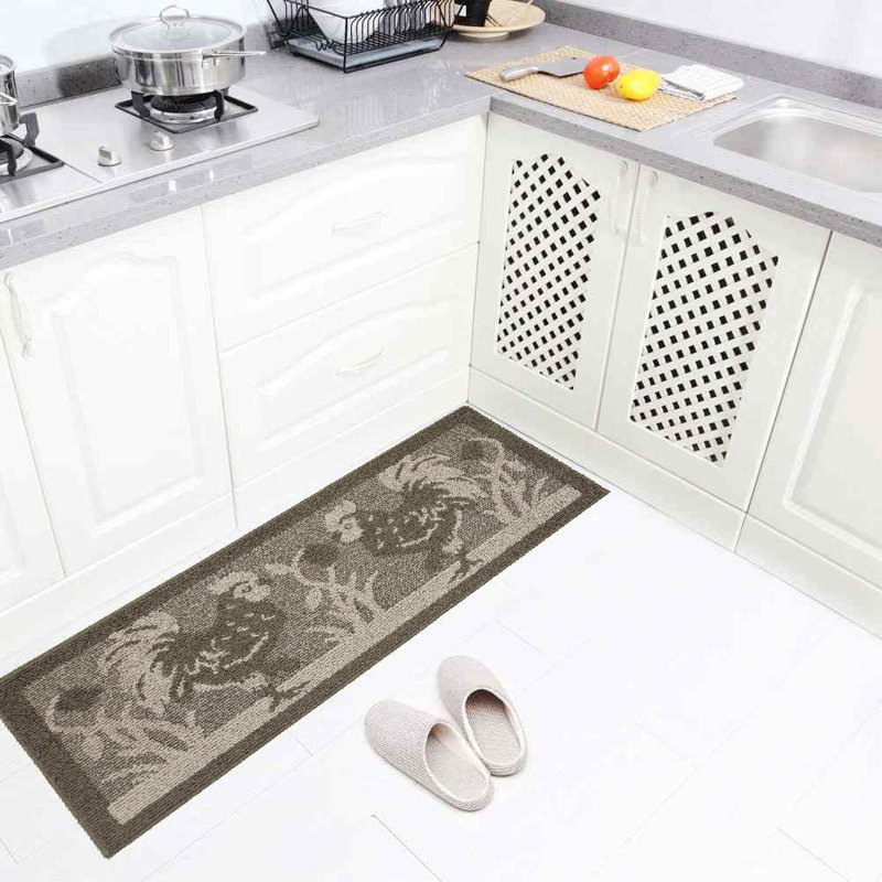 Tapis de cuisine Devilal Home Decor antidérapant en caoutchouc antidérapant, résistant à l'eau, doux, durable, tissé, tapis, intérieur, intérieur, jacquard, coq brun, 20 x 48 po