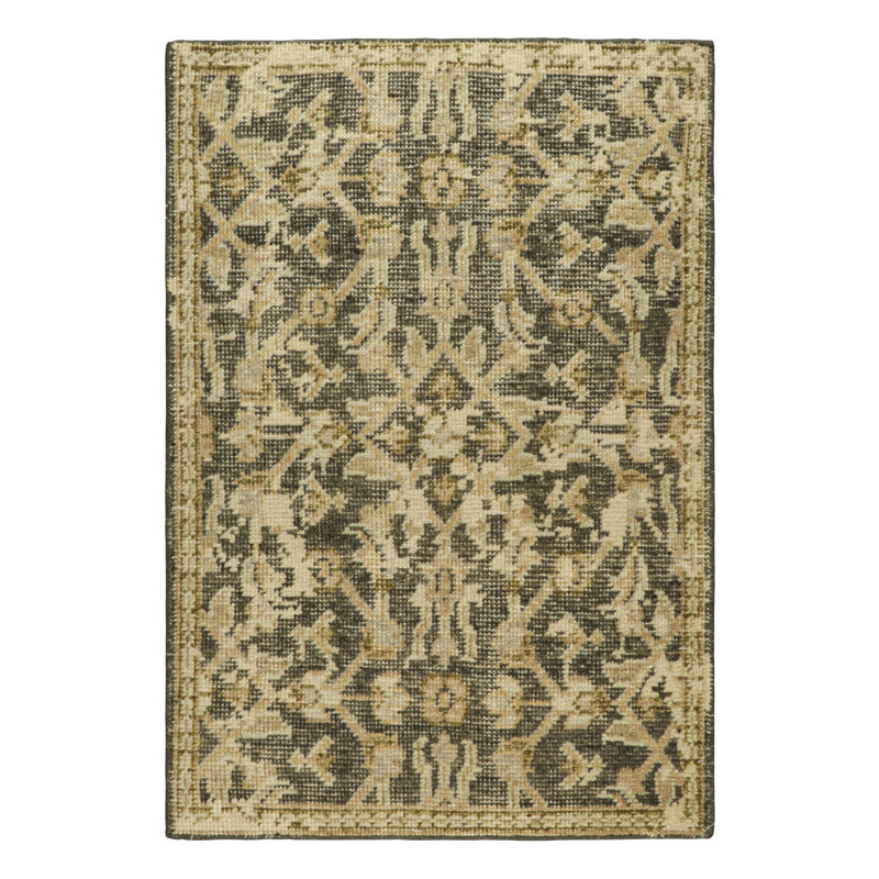 Rug & Kilim’S Distressed Rug In Beige-Brown With Herati Floral Patterns