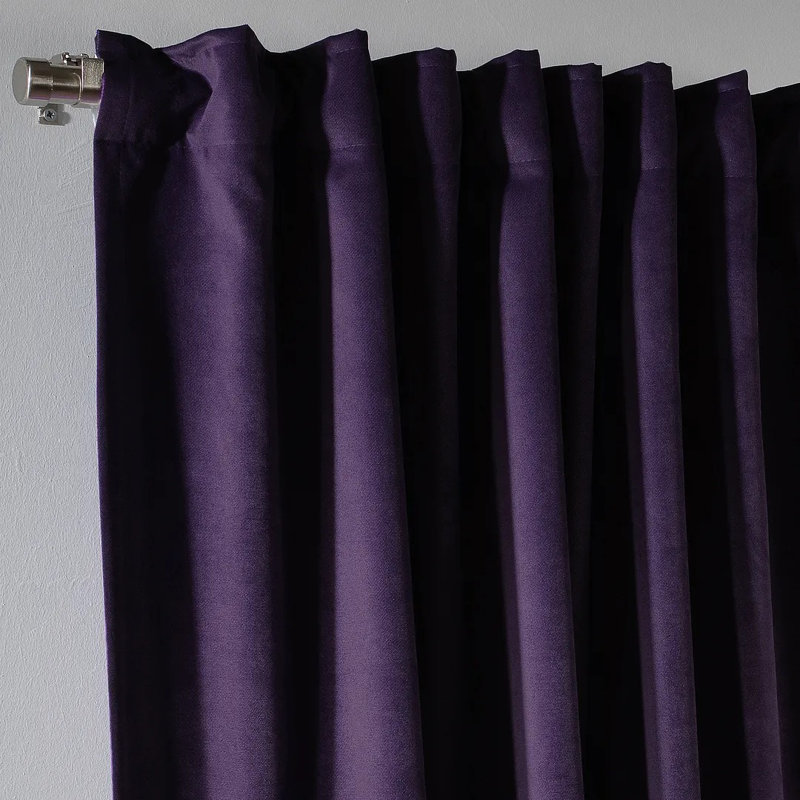 Extra Long & Extra Wide Matte Velvet Curtain Panel, 280cm Width x 450cm Drop, 49 REBECCA PURPLE