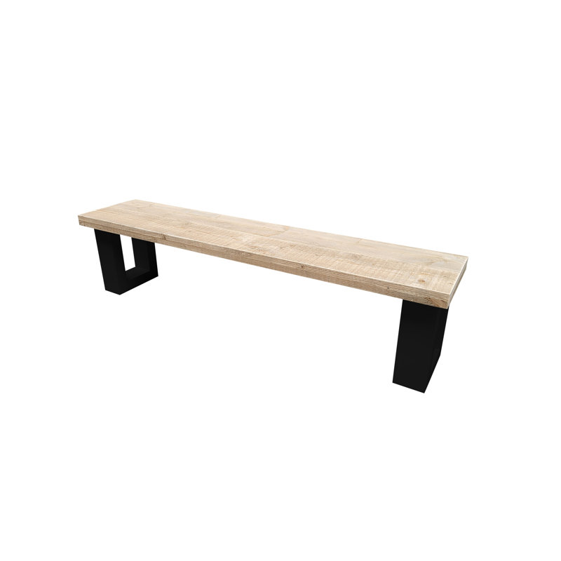 Agneta Wood Outdoor Bench, Natural/Grey, 40cm H x 190cm W x 38cm D