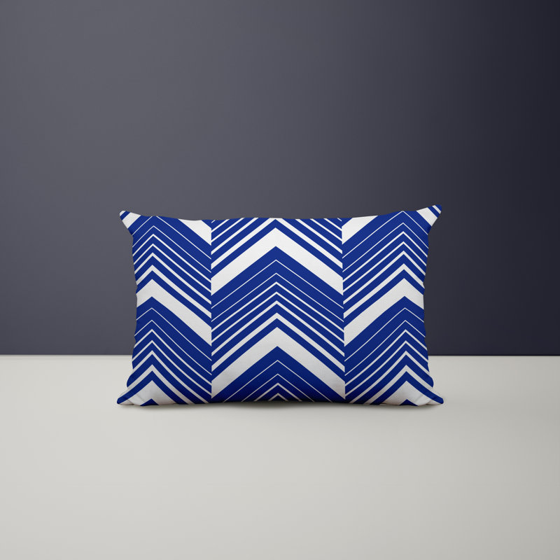 Outdoor Reversible Throw Pillow, Navy Blue