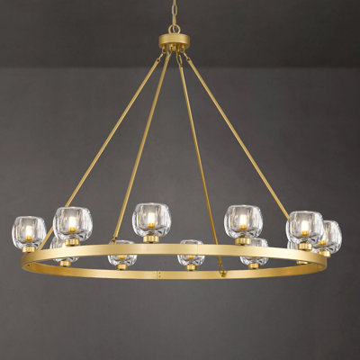 48" Dimmable Round Glass Shade Chandelier