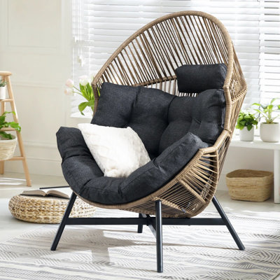 Belul Outdoor & Indoor Wicker Patio Lounge Chair UV 2000 Hours Material, Flame Retardant Tested Cushion