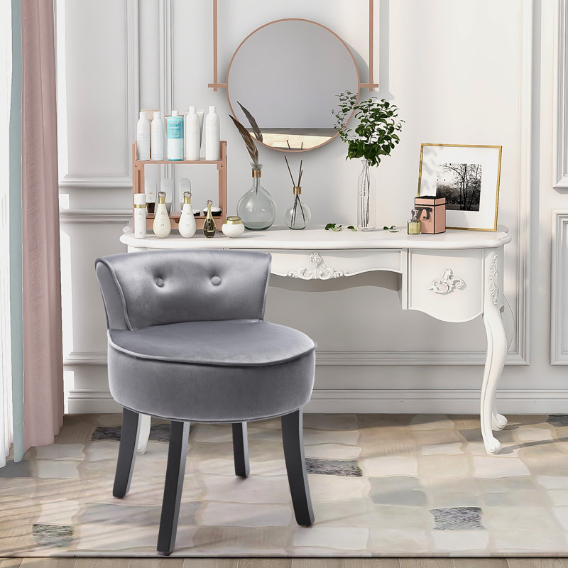 Sera Solid Wood Accent Stool, Grey