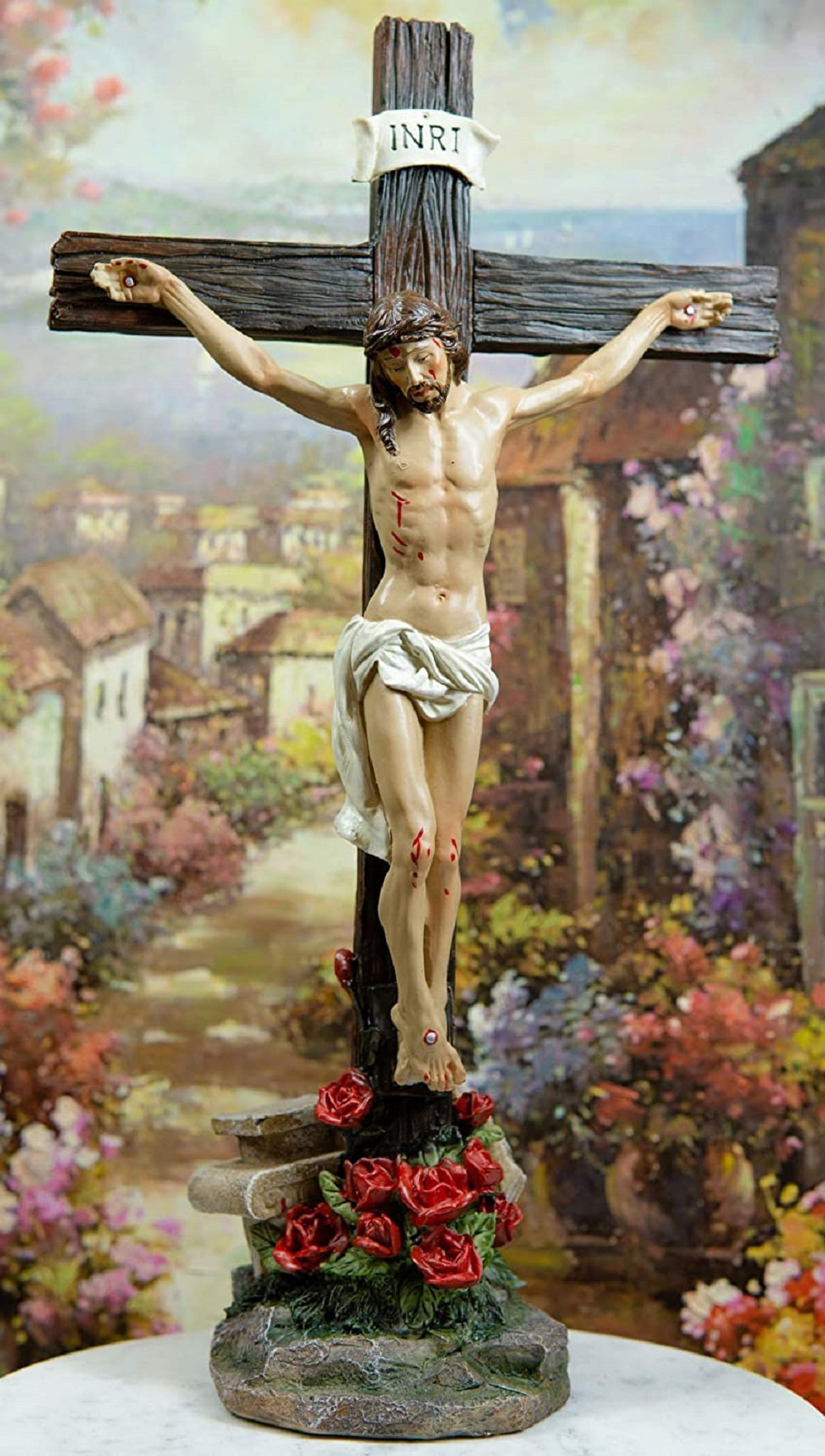thumbnail image 2 of Juliana Jesus On Cross Statue – Resin Christ Figurine, Memorial Collectible Ornament (Christianity, 60534) 2 of 4