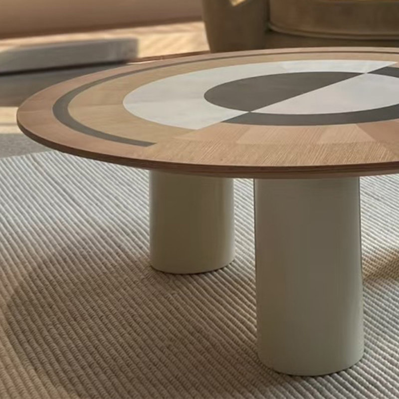Creative Round Solid Wood Coffee Table, 14.2" H x 47.2" W x 47.2" D