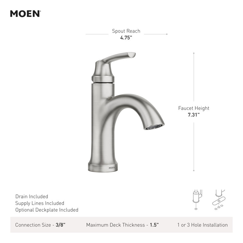 Robinet de salle de bain monotrou avec drain Wellton