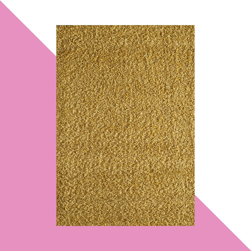 Esterly Gold Shaggy Rug, Rectangle 60 x 110cm 