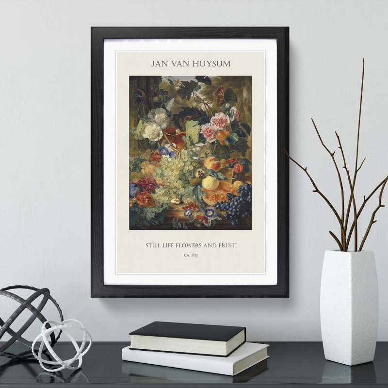 Still Life With Flowers And Fruit Vol.1 by Jan Van Huysum - Single Picture Frame Print, 65cm H x 48cm W x 2cm D, Black Framed