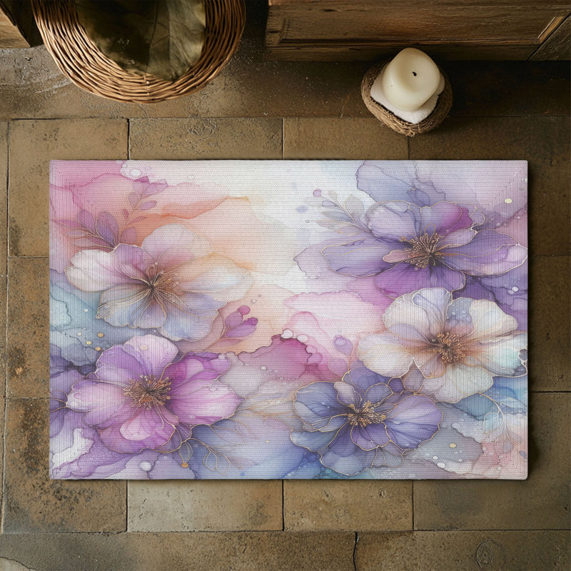 Tapis tressé à encre violette, Rectangulaire 3 pi x 5 pi