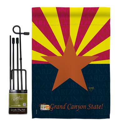 Arizona Americana States Impressions Decorative Vertical 2-Sided Polyester 1'7 x 1'1 ft. Flag Set -  Breeze Decor, BD-SS-GS-108079-IP-BO-D-US13-BD