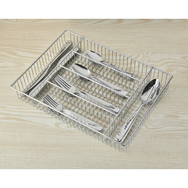 RHODA 18/0 Stainless Steel Mirror 42 Pieces Flatware Set with Buffet