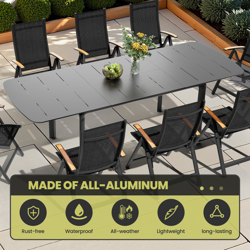 Ensemble repas pour 8 personnes L 94,5 po x l 35,4 po avec table rectangulaire extensible et fauteuils inclinables