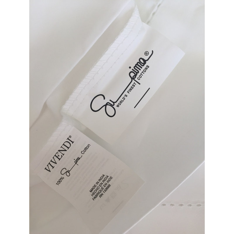 Ensemble de draps en coton certifié Supima 600 fils Supima, Ensemble de drap pour grand lit avec drap-housse, Ivoire