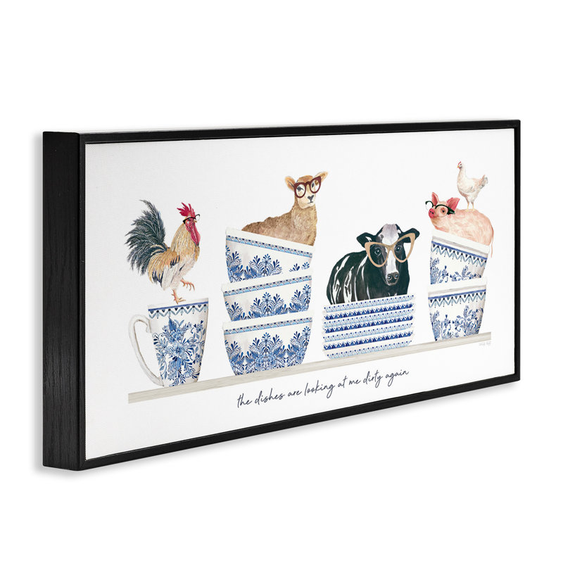 Plats de ferme sur toile par Cindy Jacobs, H 10 po x l 24 po x P 1,5 po, Giclée encadrée noir minuit