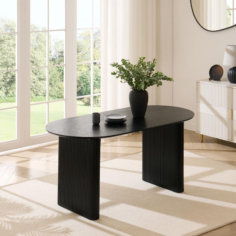 Taino Pine Oval Dining Table, Black