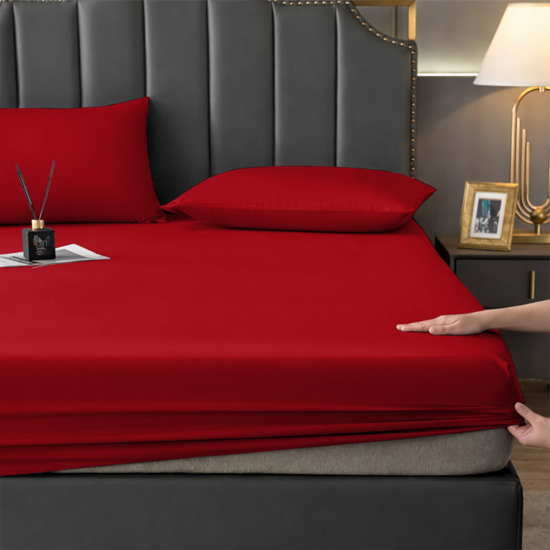Aspire Homeware Premium 25cm Deep Fitted Sheet for Stylish and Comfortable Bedding, Red, King (5')