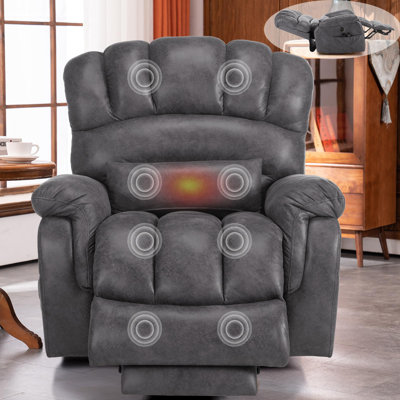 Tall Man Large Dual Motor Power Lift Recliner Chair With Extended Footrest, Overstuffed Lay Flat Sleeper Electric Recliner W/Heat & Massage, Lumbar Pi