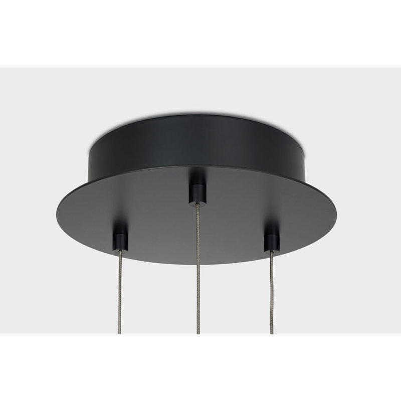 Grace 1 - Light LED Chandelier, Matte Black, Weathered Oak, 3.5" H x 30" W x 30" D
